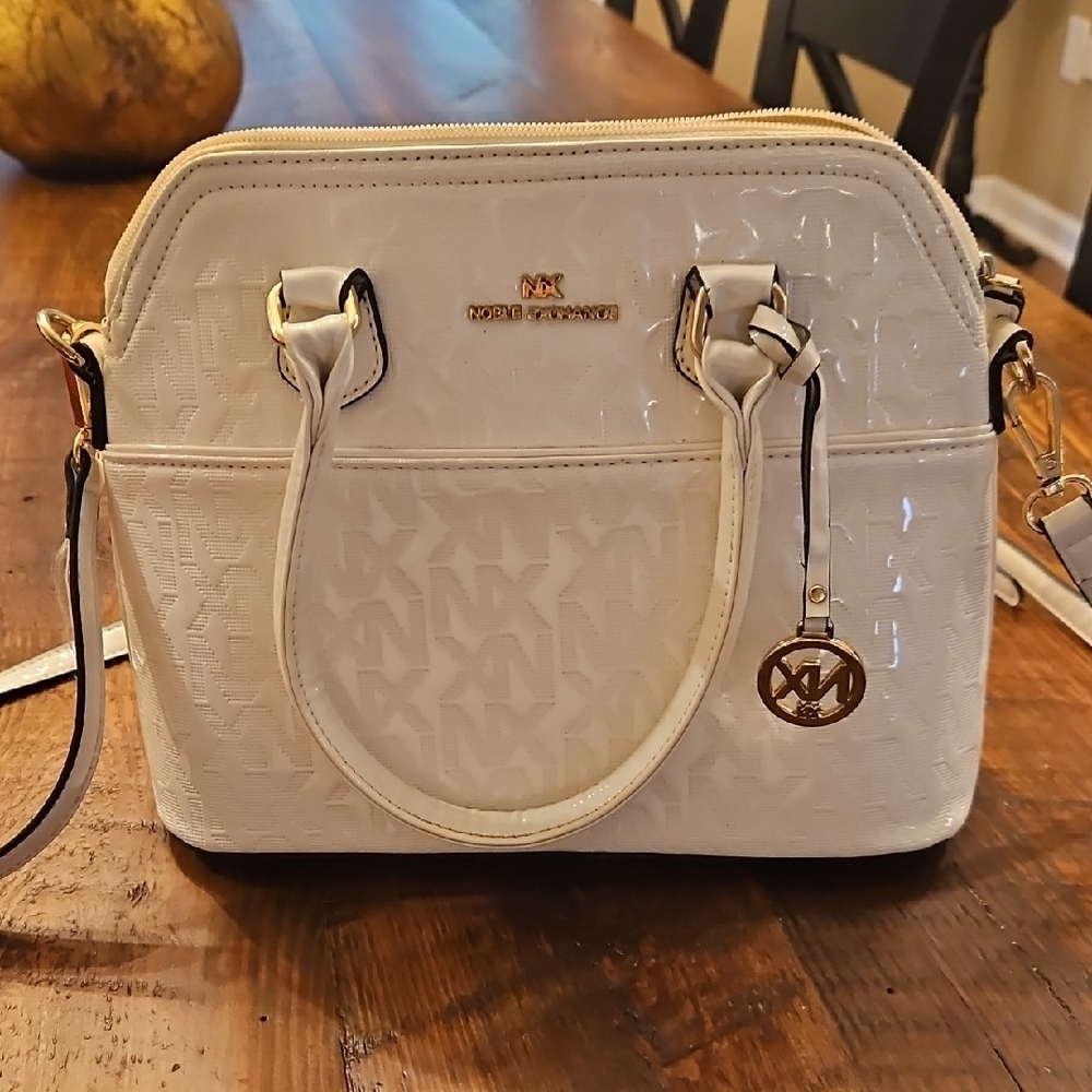 Noble Exchange Cream Satchel with Gold Accents